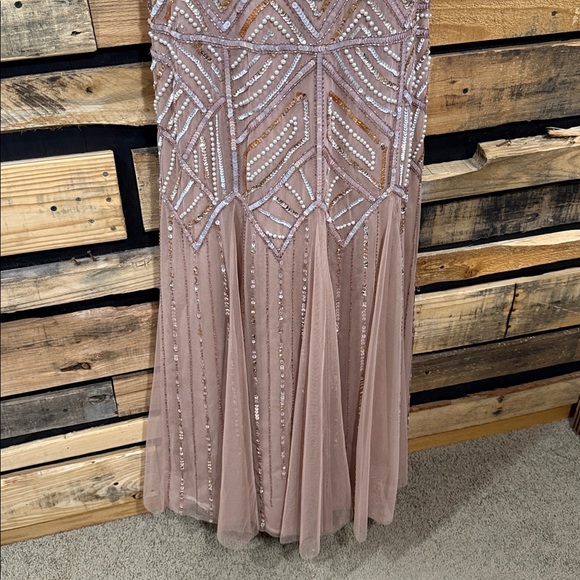 Adrianna Papell Beaded Gown in Nude and Silver - Picture 6 of 12